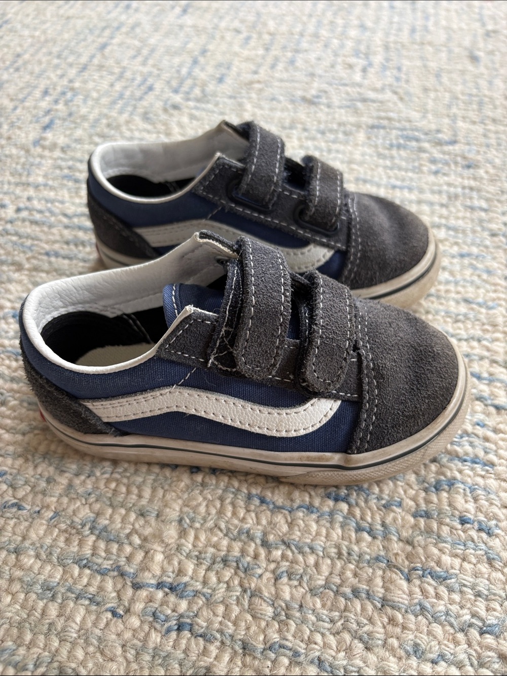 Kids Navy and Gray Velcro Casual Sneakers - Vans